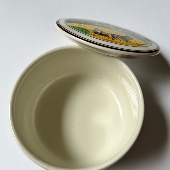 Cute dish with lid; farmhouse decor. Dishwasher safe. Made in Luxembourg - Picture 3 of 9
